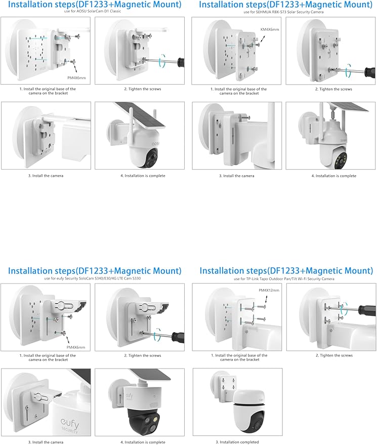 Magnetic Mount Compatible with eufy Security Solocam S340/E30/E42/4G LTE Cam S330/ E330 (Professional) Camera (White)