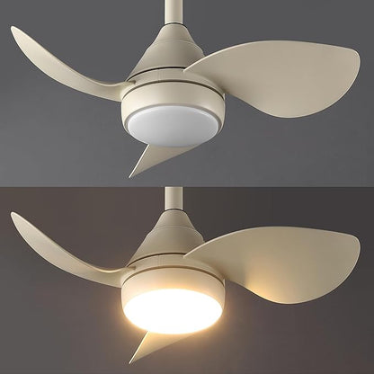 OVAL AIR AIR8000E Albini 22" Contemporary Minimalist 6-Speed Metal Mobile-App/Remote-Controlled Dimmable Smart Integrated LED Ceiling Fan for Living Room, Bedroom, Office, Sienna Sandy Beige