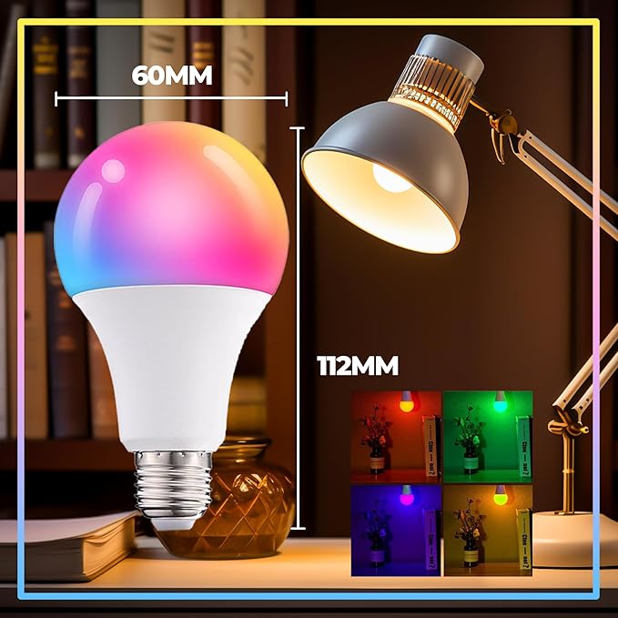 Droiee Dimmable E26 Warm LED Light Bulb, 6W RGBW Color 500LM with 16 Color Changing Modes for Christmas, Party etc with Remote Control 2 Pack, White, Dr-2024