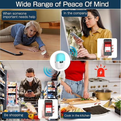 WiFi Caregiver Pager Wireless, Issufel Smart App Emergency Life Alert System Fall Call Button for Elderly Home Patients Disabled Pregnant Woman Seniors 1 Receiver+1 Call Button(2.4GHz Wi-Fi Only)