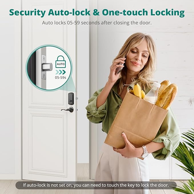 AkaGear DS10 Keyless Entry Door Lock with 2 Lever Handle, Fingerprint, Keypad Code, 2 Keys, Smart Locks for Front Door, Bedroom, One-time Code, Auto-Lock, Easy Installation - Oil Rubbed Bronze