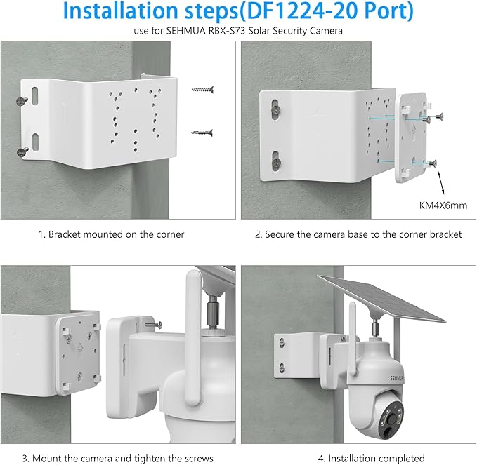 Corner Mount Compatible with SEHMUA Solar Security Cameras (RBX-S45/ RBX-S44/RBX-S40/RBX-S73/RBX-SD22) and Reolink Argus PT 3MP/4MP/5MP/2K, 4K/8MP, Reolink Go PT Ultra Camera（White）