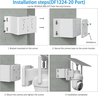 Corner Mount Compatible with SEHMUA Solar Security Cameras (RBX-S45/ RBX-S44/RBX-S40/RBX-S73/RBX-SD22) and Reolink Argus PT 3MP/4MP/5MP/2K, 4K/8MP, Reolink Go PT Ultra Camera（White）