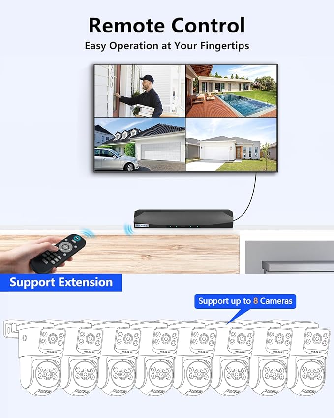 【Auto Tracking & 2-Way Audio】 4K 8MP Wired Security Camera System, Outdoor POE PTZ IP Cameras, Home Video Surveillance Camera Systems