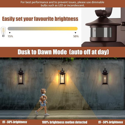 18 Inch Oil Rubbed Bronze Motion Sensor Outdoor Wall Lantern