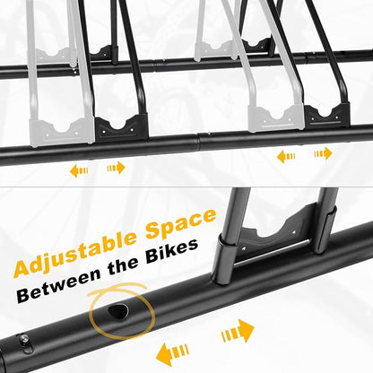 CyclingDeal Bicycle Floor Parking Rack Stand - for Mountain MTB Road Bike - Indoor Home Garage Storage - Upgraded 2 Bikes