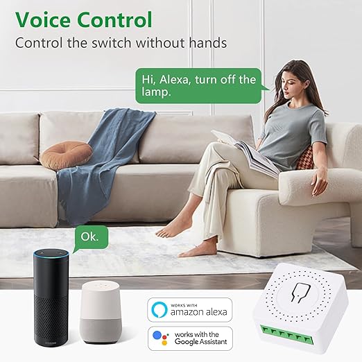 Wengart WiFi Mini Relay Switch,AC100-240V 16Amp,Universal DIY Module,Easy to Upgrade Smart Home,Compatible with Alexa and Google Home Assistant,2.4GHz