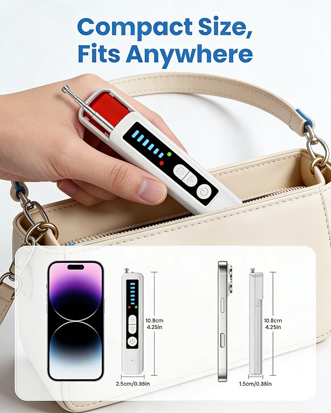 AI Hidden Camera Detectors, AI-Powered Anti Spy Device,GPS Trackers &Listening Devices,Portable Wireless Hidden Cameras Scanner for Hotels,Travel & Home,6 Sensitivity Levels & 4 Detection Modes
