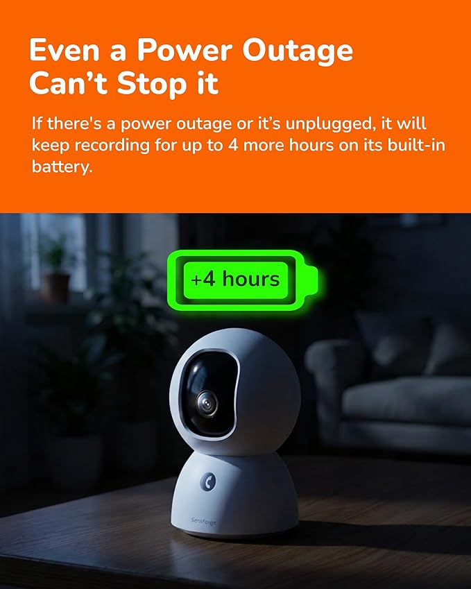 SensForge 2.5K Rechargeable Pan-Tilt Security Camera, 360° Dual-Band WiFi Home Camera, Free AI Human & Pet Detection, 2-Day Cloud + 64GB SD Storage, Two-Way Talk, Optional AI + Storage Upgrade