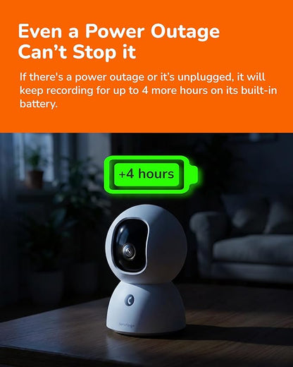 SensForge 2.5K Rechargeable Pan-Tilt Security Camera, 360° Dual-Band WiFi Home Camera, Free AI Human & Pet Detection, 2-Day Cloud + 64GB SD Storage, Two-Way Talk, Optional AI + Storage Upgrade