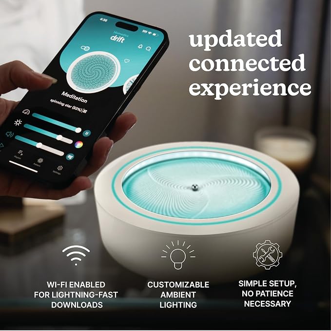 Homedics Drift 11” Sandscape – Version 2.0 with Updated Connected Experience, Smart Wi-Fi Zen Table Décor, LED Ambient Light, Modern Sand Art for Relaxation & Mindfulness, Home & Office Calm Décor