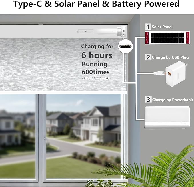 Motorized Blackout Roller Shades with Remote – Smart Blinds for Bedroom, Alexa Google Home Siri, Matter Compatible, Custom Electric Window Shades, Cordless Rechargeable