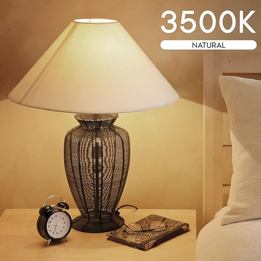 LUXRITE A19 LED Light Bulb 60 Watt Equivalent, Non-Dimmable, 3500K Natural White, 800LM, Standard LED Light Bulbs 8W, E26 Base, Enclosed Fixture Rated, Damp Rated, ETL Listed (16 Pack)