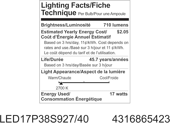 GE Lighting 65423 Energy Smart LED 17-Watt (40-watt replacement) 710-Lumen PAR38 Floodlight Bulb with Medium Base, 1-Pack
