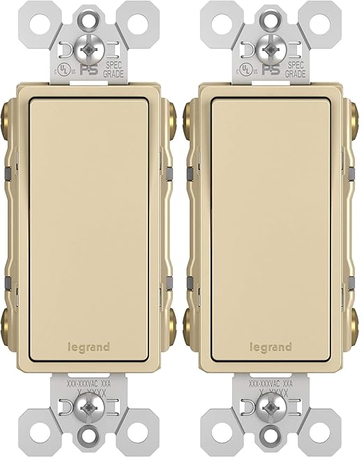 Legrand Radiant 15 Amp Rocker Wall Switch, Decorator Light Switches, Ivory, 4-Way, TM874ICC6 (Pack of 2)