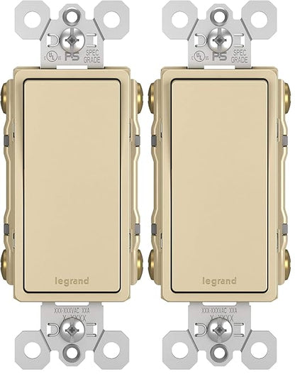 Legrand Radiant 15 Amp Rocker Wall Switch, Decorator Light Switches, Ivory, 4-Way, TM874ICC6 (Pack of 2)