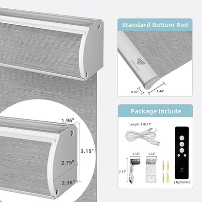 SmartWings Motorized Smart Blinds for Windows in Light Filtering, Electric Remote Roller Shades Compatible with Alexa/Google Home/Homekit, Custom Up to 110”W x 148”H, 5% Openness PVC Free Silver