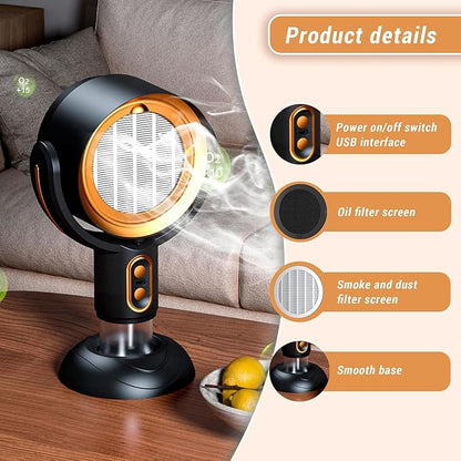 Smoke Buddy – Smoke Purifier for Smoking Indoors, Portable Rechargeable Smoke Fan for Smoking Indoors with Removable Washable Filter – Eliminates Smoke & Odors for BBQ & Hot Pot (gold,Plug-in)