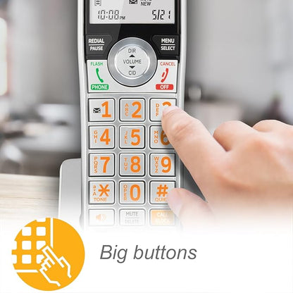 AT&T CL82507 DECT 6.0 5-Handset Cordless Phone for Home with Answering Machine, Call Blocking, Caller ID Announcer, Intercom and Long Range, Silver (CL82507)