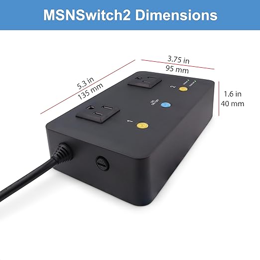 MSNSwitch2 Internet Enabled IP Remote Power Switch with Reboot - Control via Smartphone App, Cloud Service, Web Browser or API - 2 Independent AC Power Outlets (Model UIS-722b)