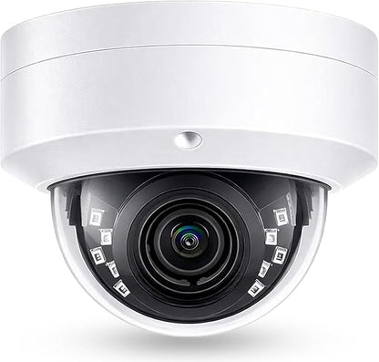 Real HD 4K 8MP PoE IP Vandal Dome PoE IP Camera Outdoor, 2.8mm Wide Angle 105° Fov, 98Ft Night Vision, H.265, Waterproof IP67, NDAA Compliant