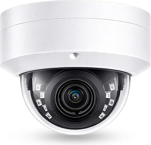 Real HD 4K 8MP PoE IP Vandal Dome PoE IP Camera Outdoor, 2.8mm Wide Angle 105° Fov, 98Ft Night Vision, H.265, Waterproof IP67, NDAA Compliant
