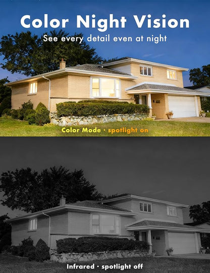 Solar Security Cameras Wireless Outdoor, 2K/3MP Battery Powered Camera with Integrated Solar Panel, AI Motion Detection, Color Night Vision, 2-Way Audio, IP65 Waterproof,4 Packs.