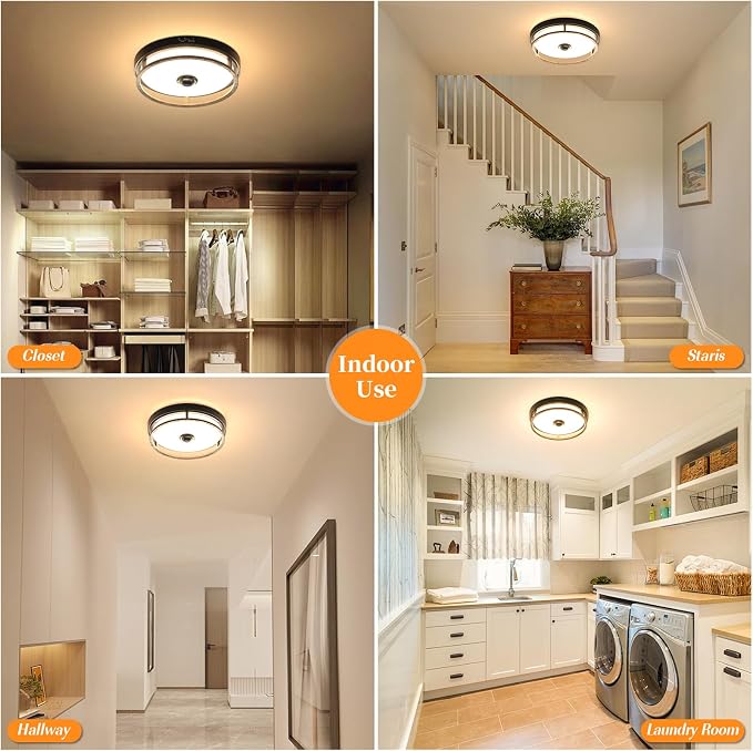 2Pack 12" LED Motion Sensor Outdoor Ceiling Light for Porch, Brown