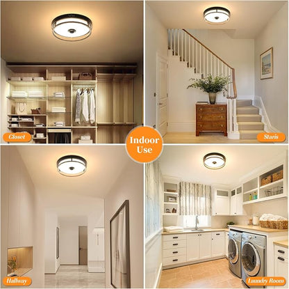 2Pack 12" LED Motion Sensor Outdoor Ceiling Light for Porch, Brown