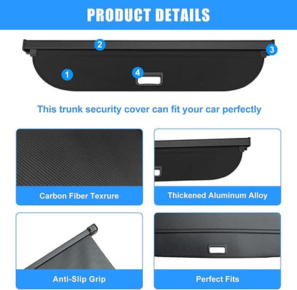 AUXKO Retractable Cargo Cover for Audi Q5 SQ5 2025-2018(End in 2025 Summer), Trunk Cover Luggage Security Shade Cover Shielding Anti-Peeping Luggage Privacy Screen, Carbon Fiber(Not for Sportback)