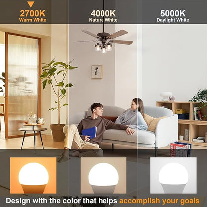 comzler 12 Pack E26 LED Light Bulb, 2700K Warm White 6 Watt 60W Equivalent Small Light Bulbs, A15 Shape Medium Screw Base for Ceiling Fan, CRI 85+, 400Lumen, Non-Dimmable, Home Lighting Decorative