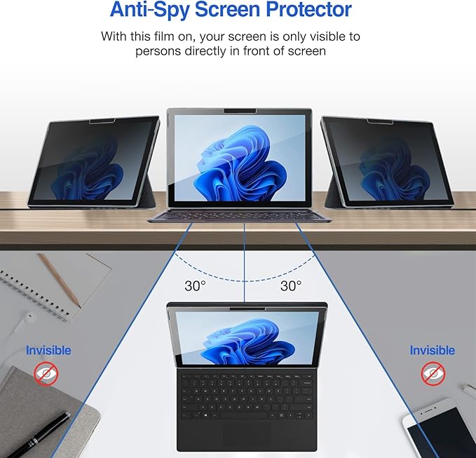 ProCase Microsoft Surface Pro 11/10 2024/Pro 8 / Pro X 13 inch Privacy Screen Protector, Anti-Spy Tempered Glass Ultra Thin Tinted Screen Film Guard for 13.0 Inch Surface Pro