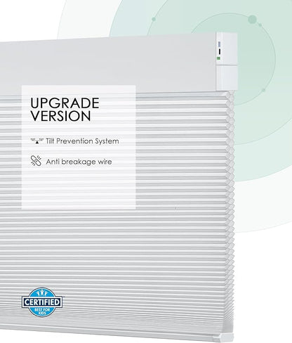 Yoolax Motorized Cellular Shades Compatible with Alexa, Light Filtering Motorized Blinds with Remote Smart Honeycomb Shades for Indoor Windows, Automatic Blinds Custom Size (Double Cell White)