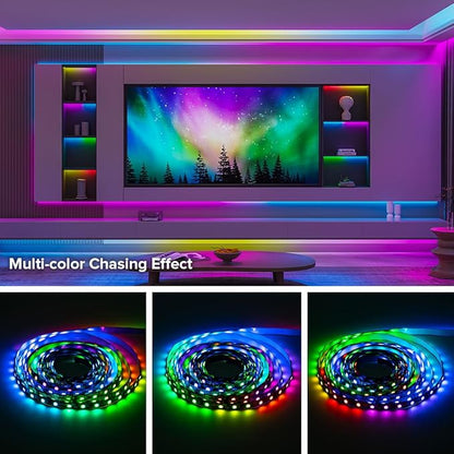 BTF-LIGHTING WS2811 Addressable RGB LED Strip 16.4FT 300LED DC12V IP67 | 100Pixels IC=RGB+IC UL Listed White PCB Flexible Chasing Effect for Indoor Home Decor(No Adapter or Controller)
