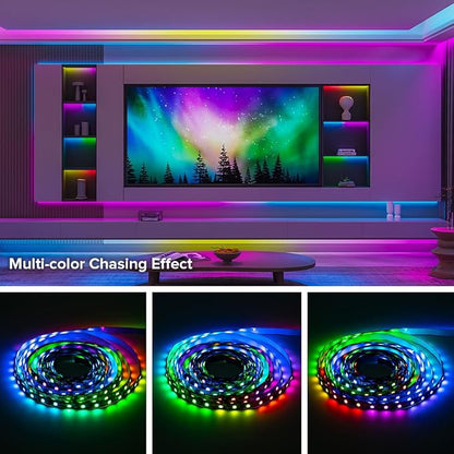 BTF-LIGHTING WS2811 Addressable RGB LED Strip 16.4FT 150LED DC12V IP67 | 50Pixels IC=RGB+IC UL Listed Black PCB Flexible Chasing Effect for Indoor Home Decor(No Adapter or Controller)