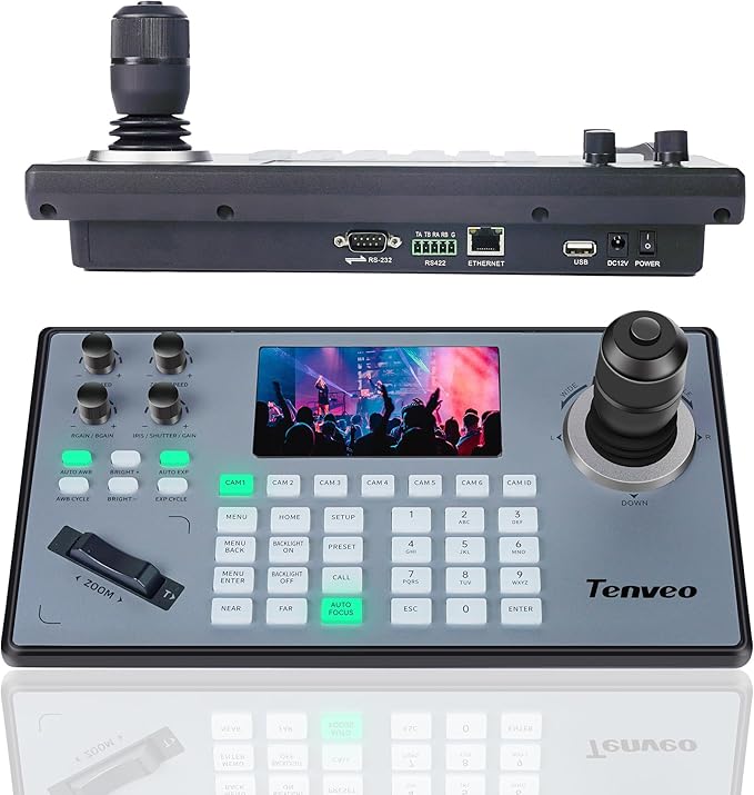 Tenveo PTZ Camera and Controller Bundle- 12X 4K PTZ Camera(2pcs) with HDMI/USB3.0/LAN(PoE) and PTZ Controller Joystick Keyboard Controller for Church Services Live Streaming Conference