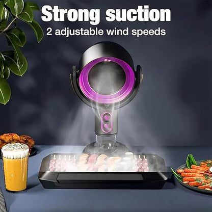 Portable Smoke Fan for Smoking Indoors, Rechargeable Smoke Eliminator for Home Smoking, Air Purifier with Removable Filter, Household Desktop Range Hood for Cooking (Purple, Charging)