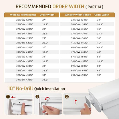 Grandekor No-Drill No Tools Motorized Blinds with Remote | 35x72 White Electric Blackout Smart Roller Shade/APP/Voice Control-for Home Office, Living Room