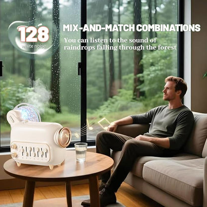 5-in-1 waterless Diffuser: Bluetooth Speaker, Humidifier, LED Night Light, White Noise & Nature Sounds. Auto Shut-Off. Aromatherapy Diffuser for Bedroom, Office, Yoga, Kids & Adults