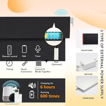 Persilux No Drill No Tools Smart Zebra Blinds Dual Layer Privacy for Day and Night Window Blinds Blackout Cordless Shades for Windows,Thermal Insulated,Custom Sizes,Bella Black,RS2241B-11