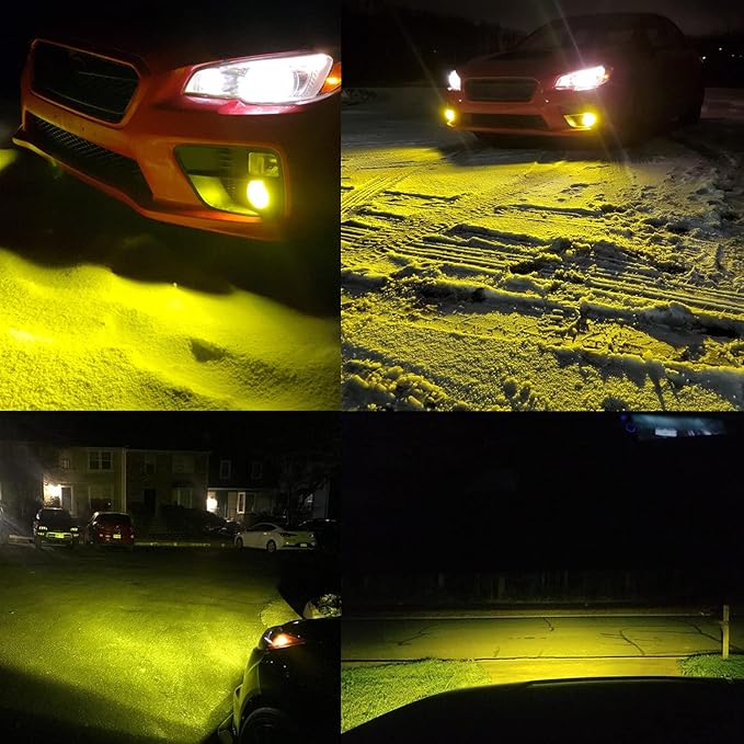 Alla Lighting 5200lm 2504 PSX24W LED Fog Lights Bulbs, 3000K Amber Yellow 12276 Extremely Super Bright 12V LEDs Replacement, AL-R Version