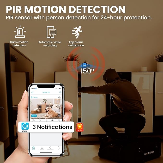 javiscam Hidden Camera 4K HD Wireless Spy Camera with Video, Mini Indoor Cameras for Home Security, AI Motion Detection, Night Vision, Built-in Siren, 60-Day Battery Life, Nanny cam, pet Camera