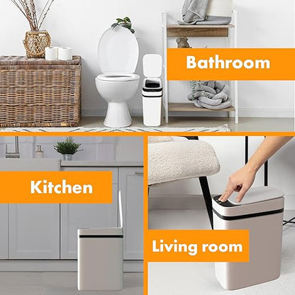 Loasil-H Automatic Smart Trash Can with Motion Sensor – 3 Gallon, Anti-Bag Slip Lid for Bathroom, Bedroom, Office, and Kitchen (White)