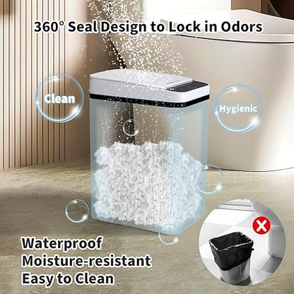 2 Pack Bathroom Trash Can with Lid, 2.5 Gallon Small Slim Trashcan, Automatic Trash Can Touchless, Motion Sensor Waterproof Plastic Trash Bin for Bedroom Kitchen Office Living Room (White)