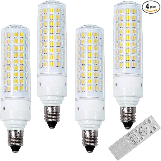E12 Smart LED Light Bulbs with 2.4GHz Remote Control, Dimmable 7W E12 Candelabra Base LED Bulb Equivalent 75W Bulb, Stepless Dimming & Color Changing Bulbs 2700K~6500K, Pack of 4