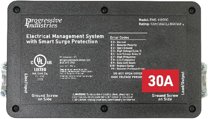 Progressive Industries EMS-HW30C Heavy Duty RV Surge Protector, Black, 30 Amp