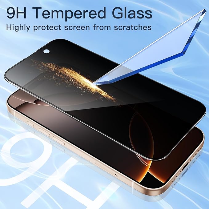 JETech Privacy Full Coverage Screen Protector for iPhone 16 Pro Max 6.9-Inch, Black Edge Anti-Spy Tempered Glass Film with Easy Installation Tool, Case-Friendly, 2-Pack