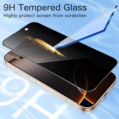JETech Privacy Full Coverage Screen Protector for iPhone 16 Pro Max 6.9-Inch, Black Edge Anti-Spy Tempered Glass Film with Easy Installation Tool, Case-Friendly, 2-Pack