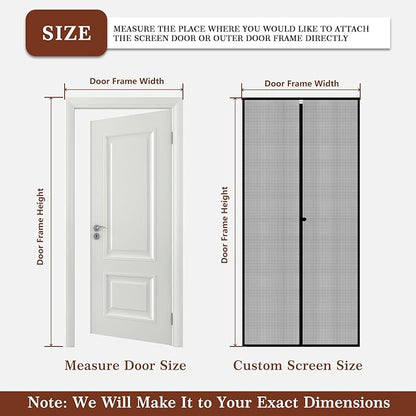 Yotache Custom Magnetic Screen Door, Left Right Side Opening Door Mesh with Magnets for Patio, Balcony, Front Door