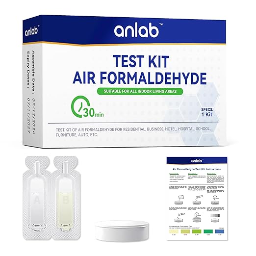 anlab™ Air Formaldehyde (HCHO) DIY Test Kit - Used for Air Quality Testing, Detector Used for Home, Residential, Business, Hotel, Hospital, School, Furniture, Auto (Pack of 1)
